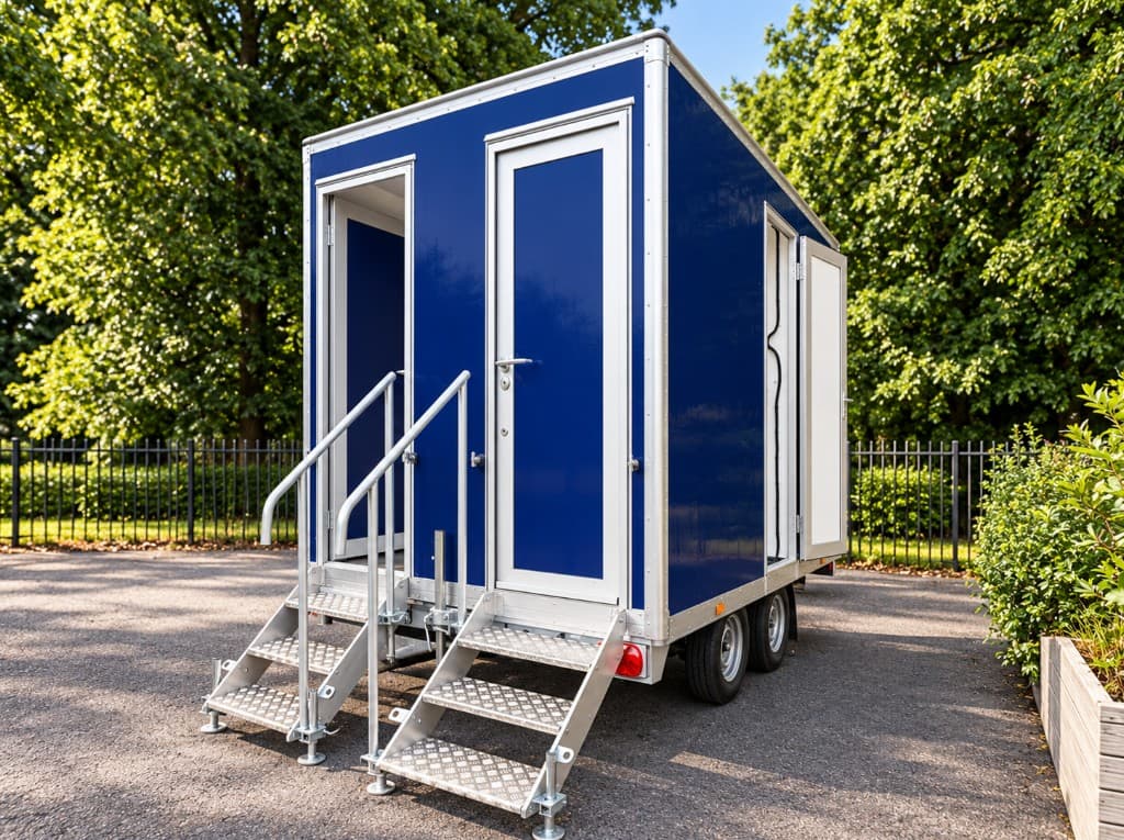 3+1 luxury toilet trailer exterior with three entrance doors